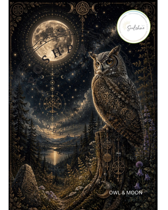 Posh Papers Celestial Owl Decoupage Paper, Furniture Decoupage Paper