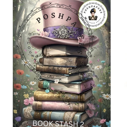 Posh Papers Decoupage Paper - Book Stash 2 Pink