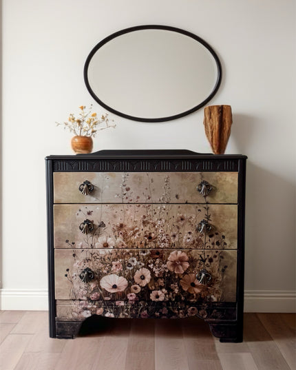 Upcycled Floral Vintage Chest of Drawers Lebus
