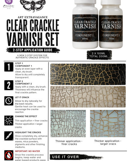 Prima Clear Crackle Varnish Set, Art Extravagance 2 Step Crackle System