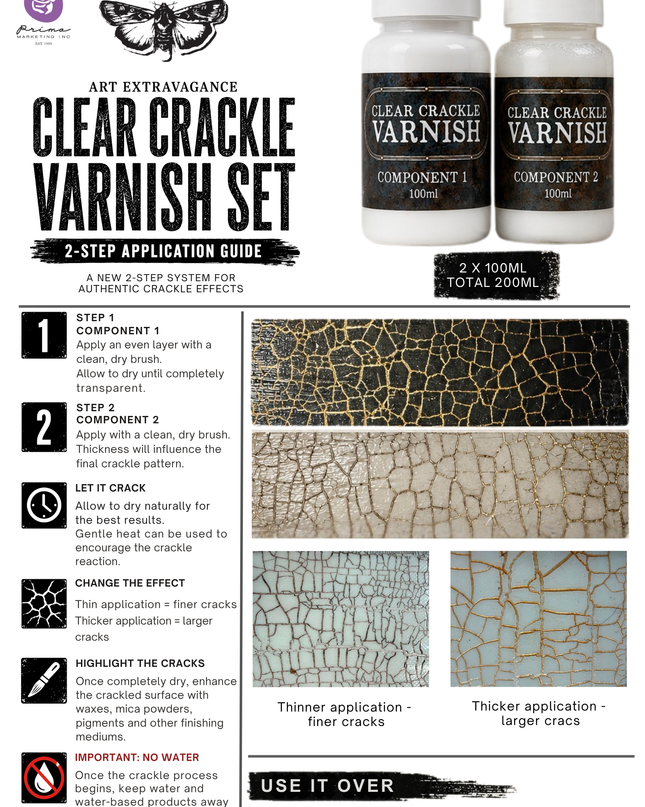 Prima Clear Crackle Varnish Set, Art Extravagance 2 Step Crackle System