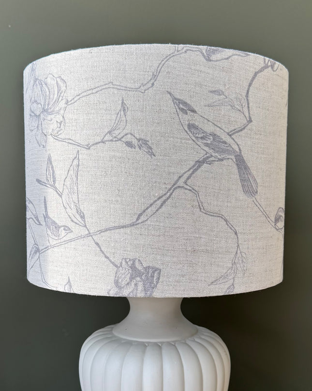 Grey Bird and Floral Lampshade 30cm