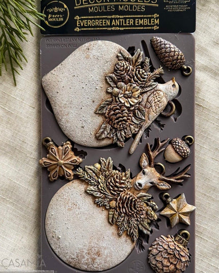 Redesign With Prima Evergreen Antler Emblem Decor Mould