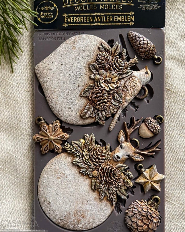 Redesign With Prima Evergreen Antler Emblem Decor Mould