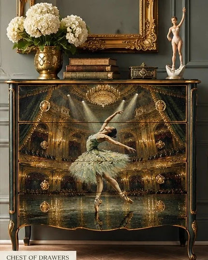 Posh Papers On Point Ballerina Decoupage Paper, Large Furniture Decoupage Paper