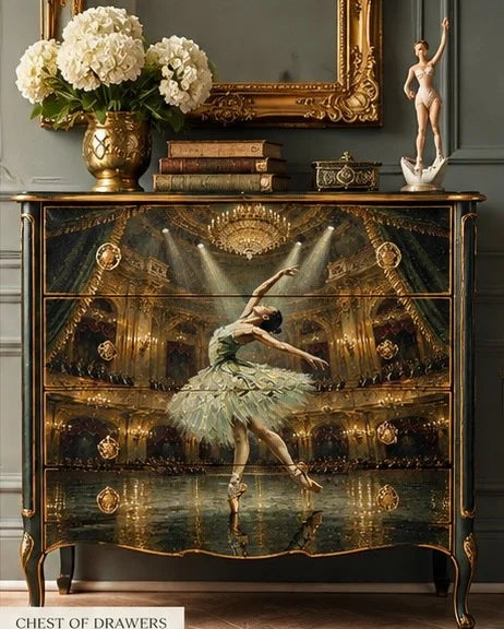 Posh Papers On Point Ballerina Decoupage Paper, Large Furniture Decoupage Paper