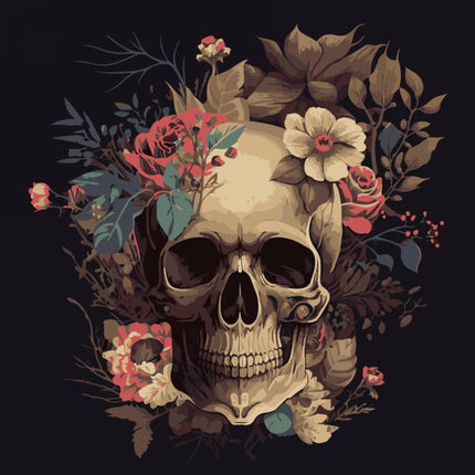 Three Yellow Goats Skull And Flowers