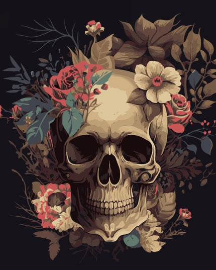 Three Yellow Goats Skull And Flowers