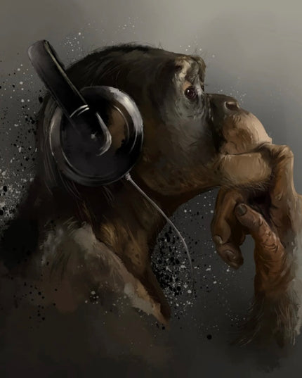 Three Yellow Goats Chimp With Headphones