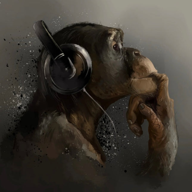 Three Yellow Goats Chimp With Headphones